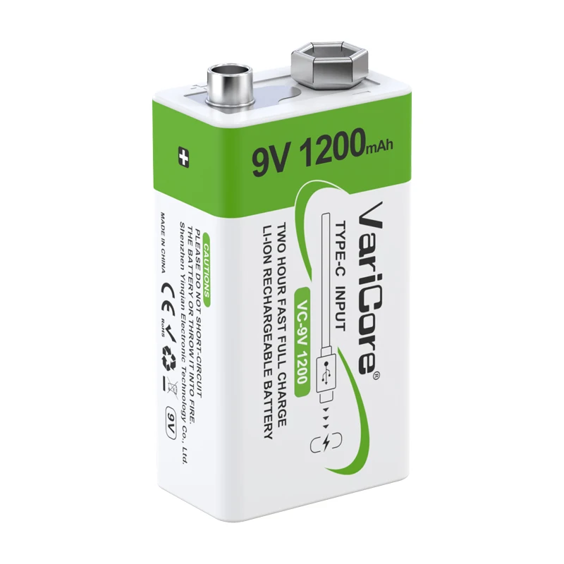 9V 1200mAh USB Rechargeable Lithium Battery 6F22 for Multimeter Microphone Toy Guitar KTV