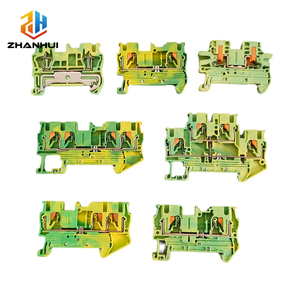 5PCS PT2.5 PTTB2.5 PT2.5-TW PTV2.5-PE Modular DIN Rail Terminal Block Side Entry Push-In Earth Ground Wire Connector