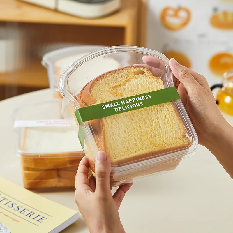 

Thi Sliced Toast Paaging Box Disposable Baking Box Transparent Breakfast ternoon Tea Slice Bread Small Meal Paage