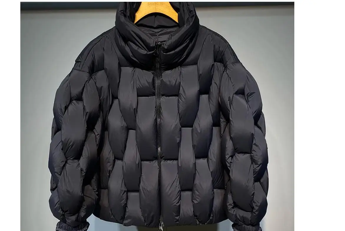 Bla ياقة عالية دافئة منتفخة فقاعة Jaet فضفاضة تناسب الشارع Sle القطن ملء طول منتظم للرجال صيف 2024