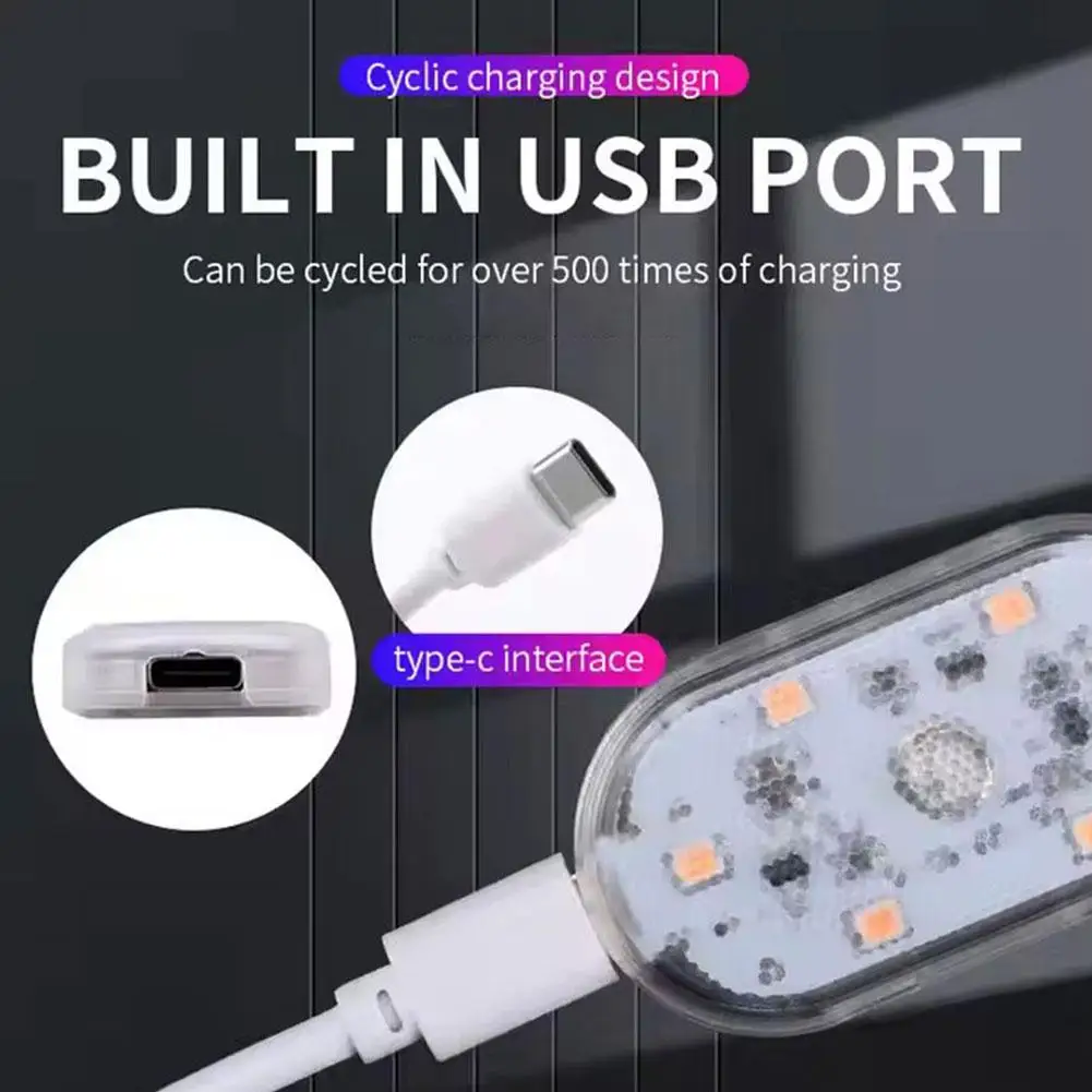 1/2/4pcs Car LED Touch Lights Wireless Car Reading Lamps Mini USB Charging Interior Lights For Car Door Foot Trunk Storage Box