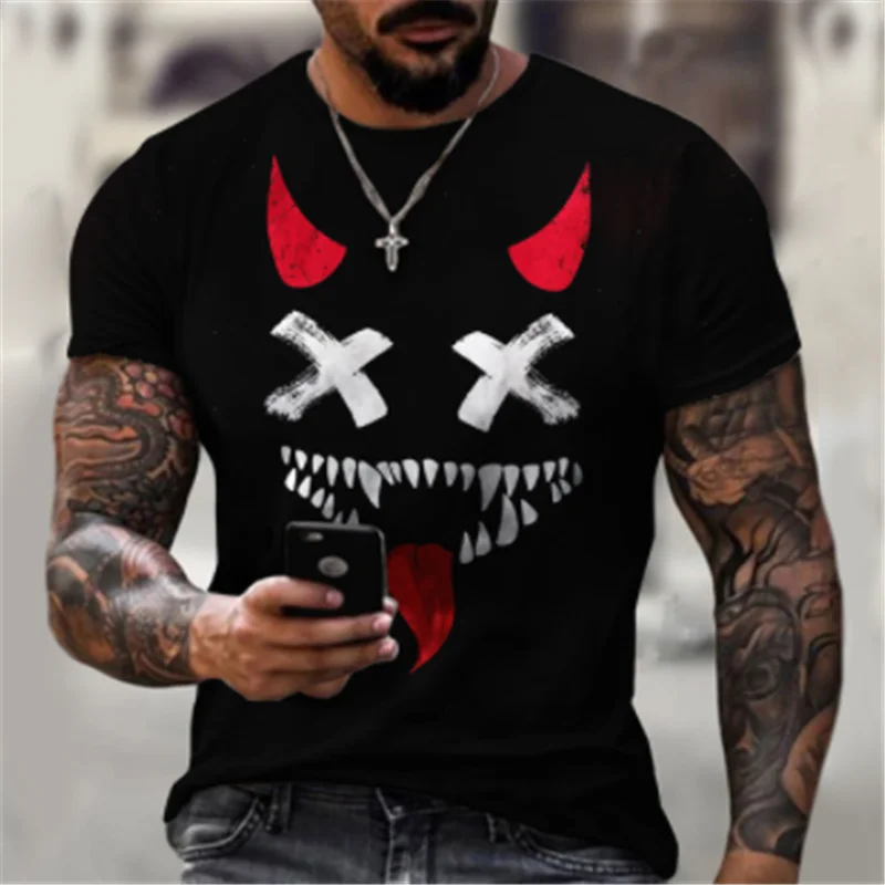 HOT new 2024 3D digital multi-expression printed men\'s short-sleeved sports summer T-shirt plus size xxs-6xl