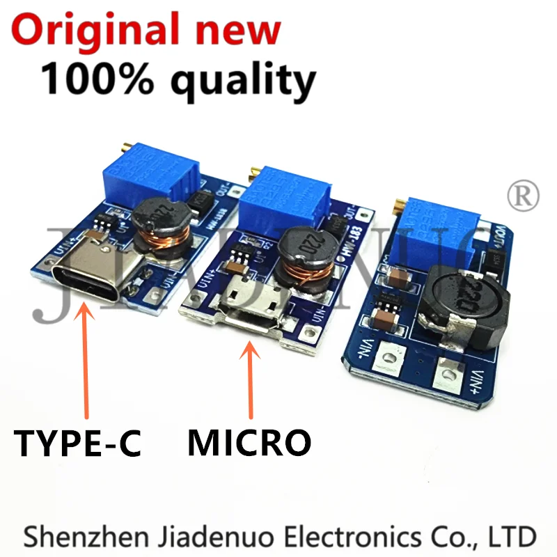 1-10pcs Micro Type-C MT3608 DC-DC Boost Module 2A Boost Board Input Voltage 2-24V Boost 5/9/12/-28V Adjustable