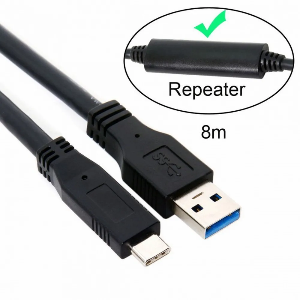 USB-C Cable USB 3.1 Type C Male to USB3.0 Type A Male Data GL3523 Repeater Cable for Tablet Phone Hard Disk Drive 8M