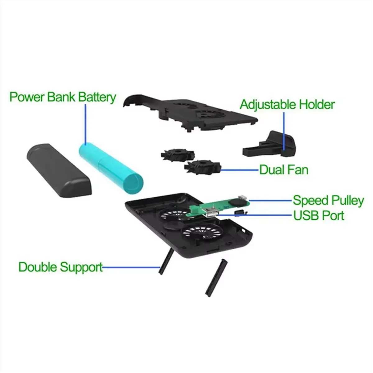 【ELEVATE LIFE】Back Clip Type Phone Cooling Fans Phone Radiator Cell Phone Cooler Stand Holder with 4400mAh Rechargeable Battery