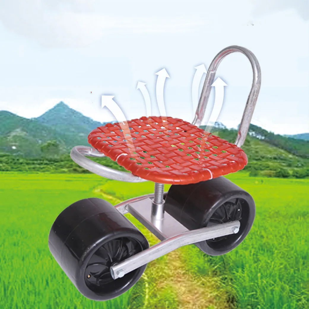 Farm Garden Rolling Lifting Cart With Seat Lazy Rotating Moving Stool Trolley Agricultural Picking Chair