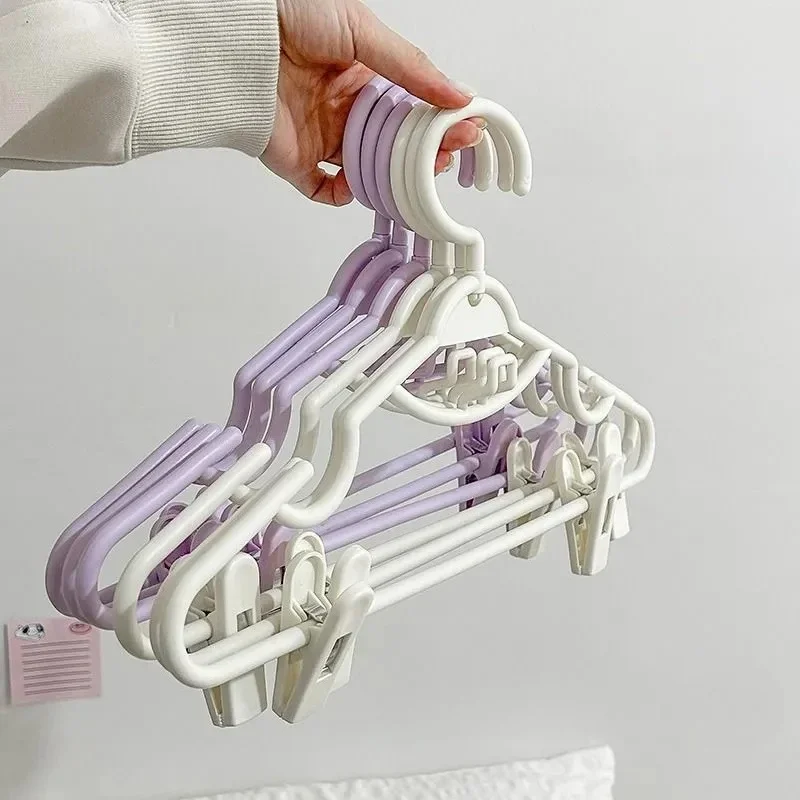 Purple Fashion Clothes Hanger Strap Pants Set Hooks with Clips Shelf Cloakroom Storage Rack Trousers Skirt Coat Suspenders Tool