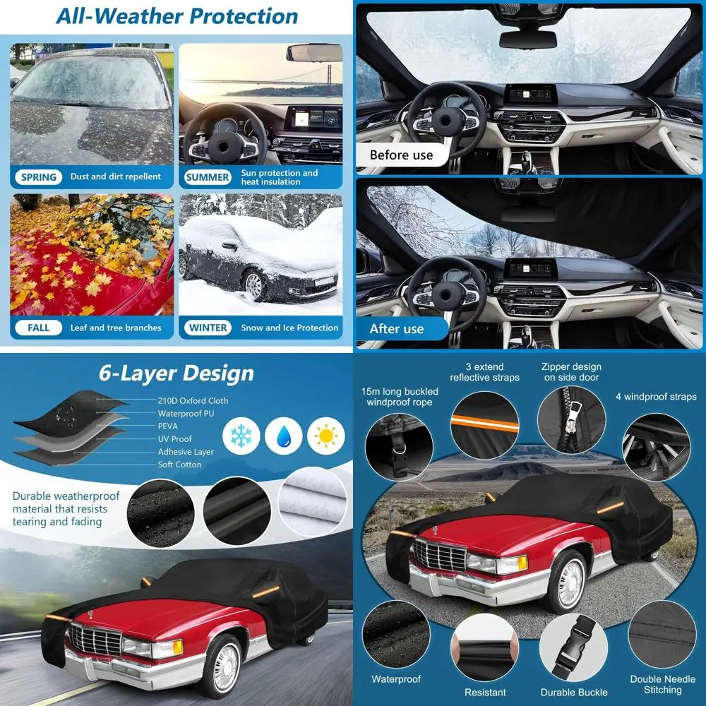 

Универсальный водонепроницаемый чехол для автомобиля с 4 дверями (седан) 1985-1993 годов выпуска с молниями на дверях для защиты от солнца, дождя и снега