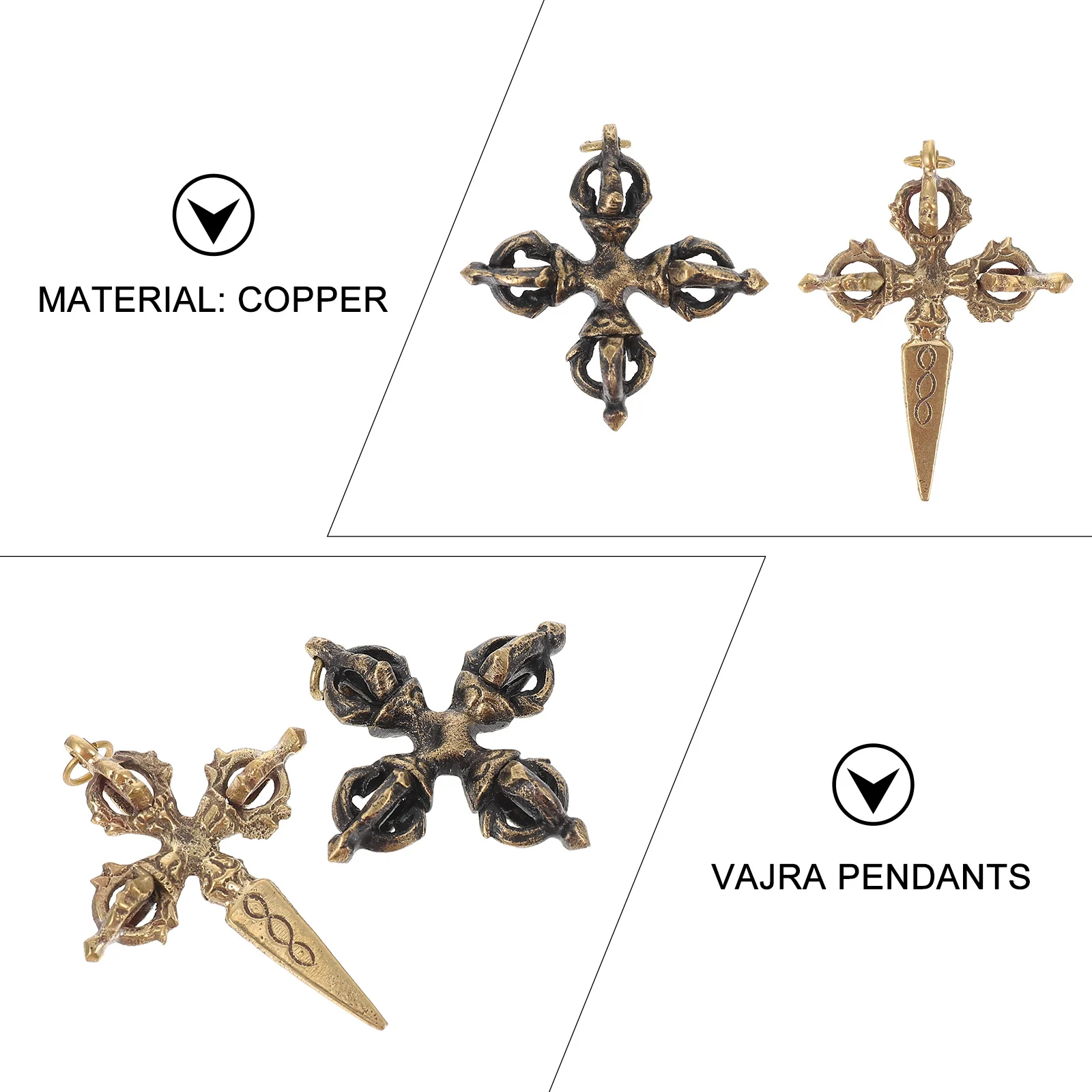 

2pcs Copper Vajra Pestle Pendant Keychain Charm Diy Ornament Buddhist Decor Handmade Jewelry Hanging Accessory For Bag Car