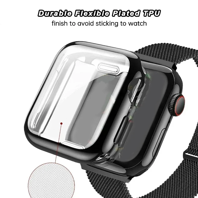 Milanese Loop etui + pasek do pasek do Apple Watch 9 8 7 41mm 45mm pasek do zegarka IWatch serii 6 SE 5 4 Correa 40mm 44mm ochraniacz ekranu