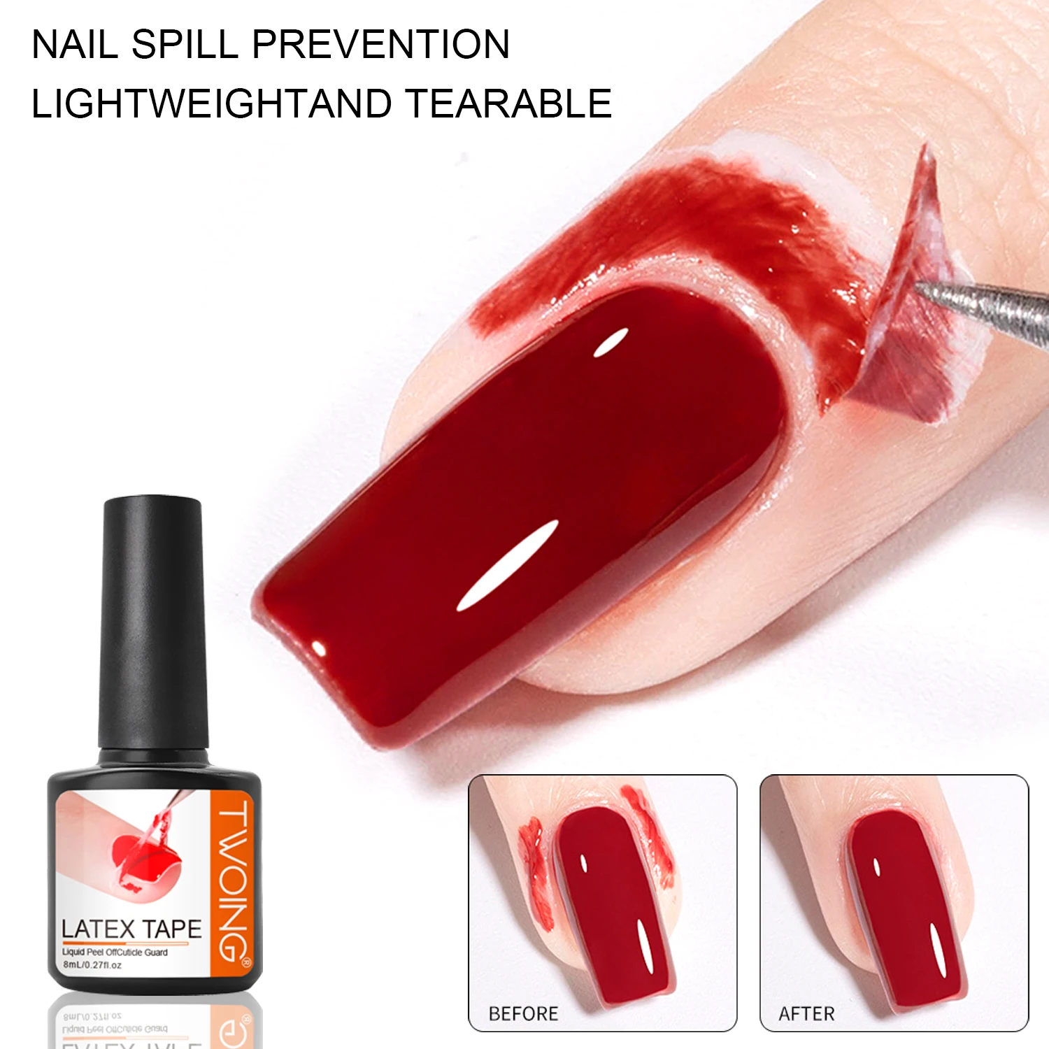 3 bouteilles 8ml ongles décoller liquide Anti-débordement colle bord Latex bande, décoller les cuticules garde ongles doigt laque protecteur