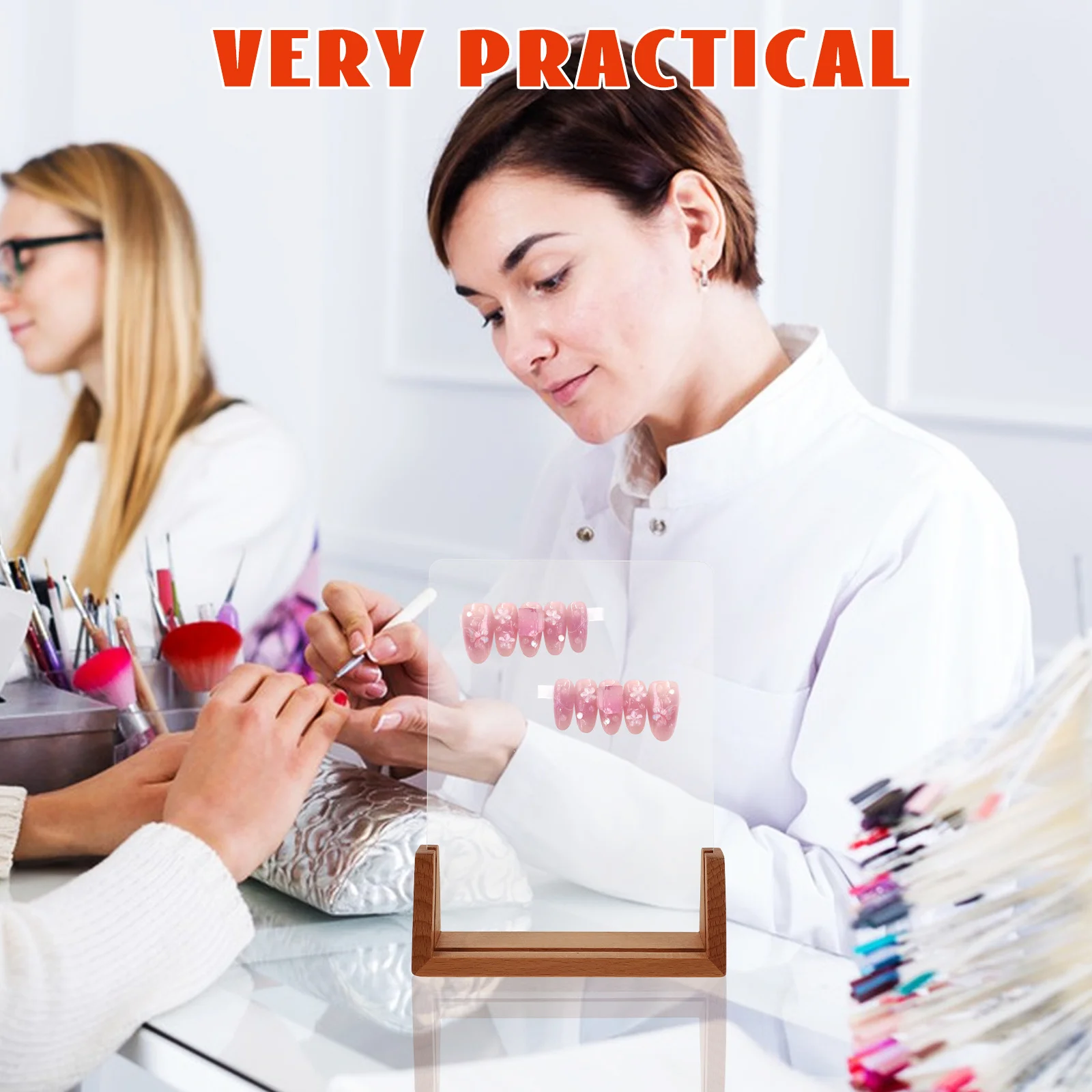 Placa de exibição da arte do prego acrílico dicas de unhas falsas amostra prática polonês suporte mostrando titular manicure ferramenta organizador