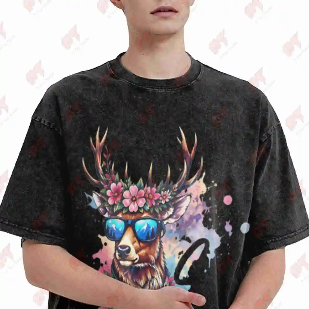Servus Deer Oktoberfest Vintage Washed Tee Pure Cotton T-Shirt