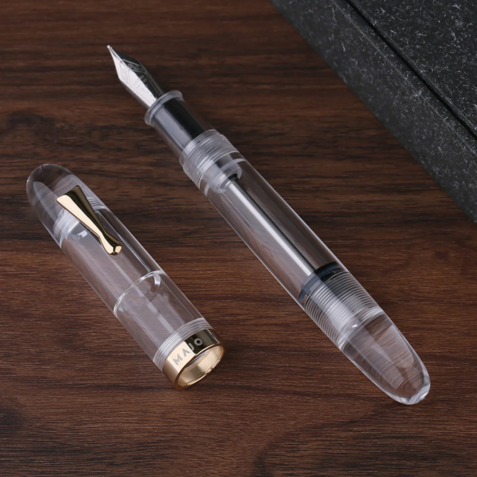 Majohn C4 Eyedropper Filling Big Size Fountain Pen EF/F/M Nib Transparent Acrylic Writing Ink Pen for Office Business School