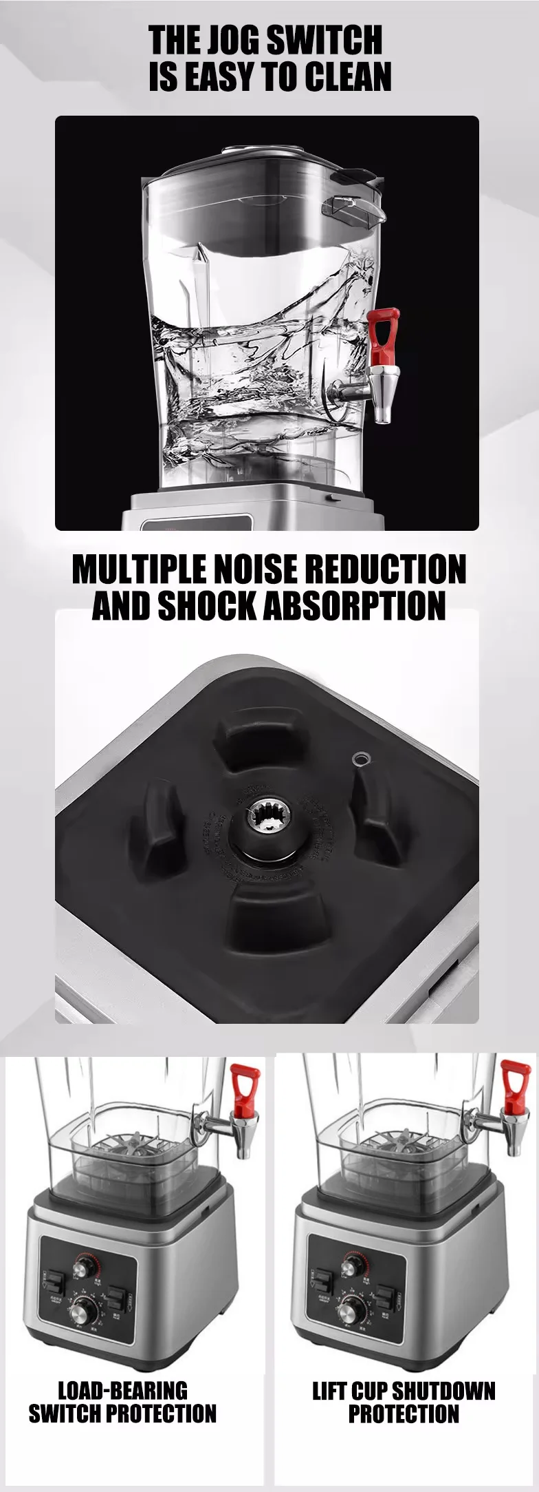 Commercial heavy-duty large-capacity smoothie makers with 6L, 8L, 10L, and 15L plugs, suitable for home use, hotels, and coffee