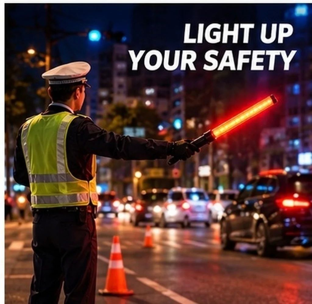 1Pcs LED Traffic Beacon 30Cm Portable Signal Stick Super Bright Magnet Hook Safety Light for Roadside Emergency Outdoor Use