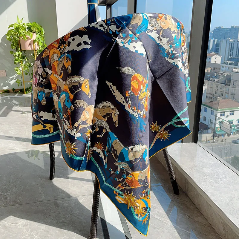 

Heavy 18mm 100% Real Silk Scarf Shawl Luxury Large Square Silk Foulard Shawl Poncho 35"x35" Double-Sided Printing