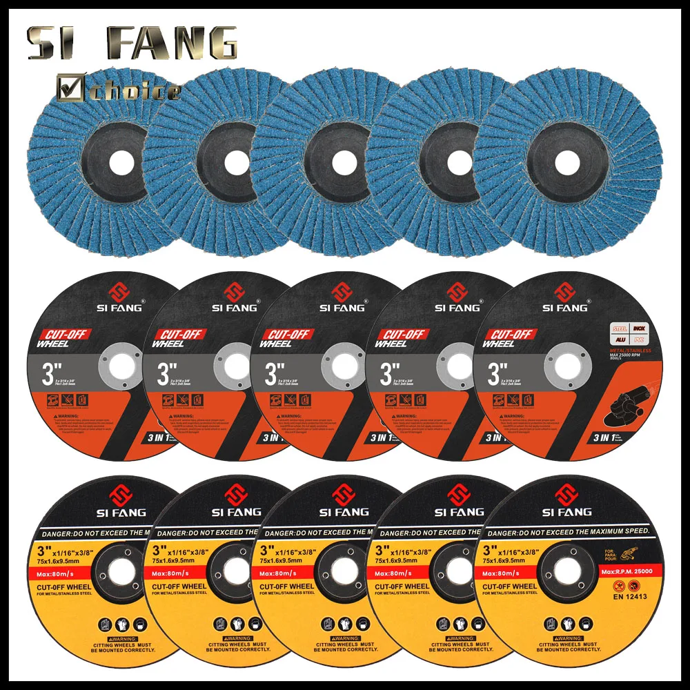 Mini Cutting Disc, Circular Resin Saw Blade, Grinding Wheel for Angle Grinder, Polishing Flap Discs, 75mm, 15Pcs