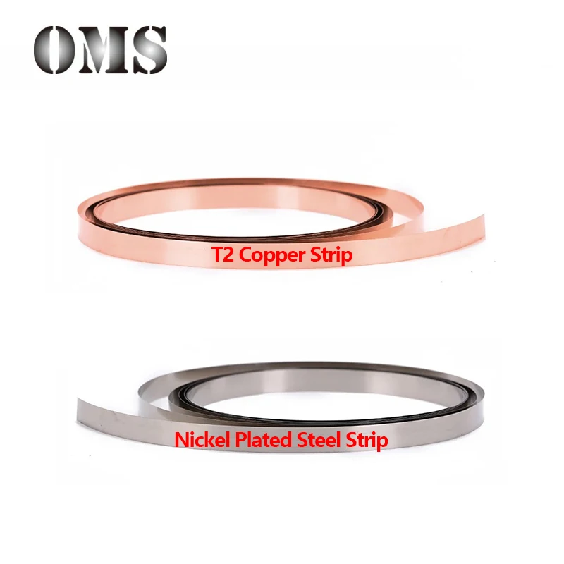 2M 0.15 / 0.2 / 0.3mm T2 Copper Strip Strap For 18650 21700 Lithium Battery Connection Nickel Plated Strip Spot Welding