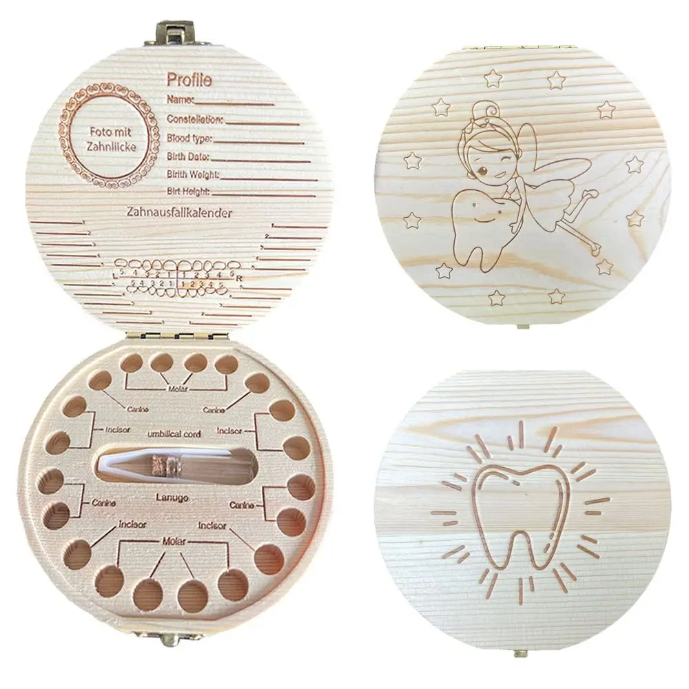 Wooden Baby Tooth Box Collecting Teeth Umbilical Cord Box Tooth Storage Box Milk Teeth Organizer Save Gifts Tooth Box Baby Kids