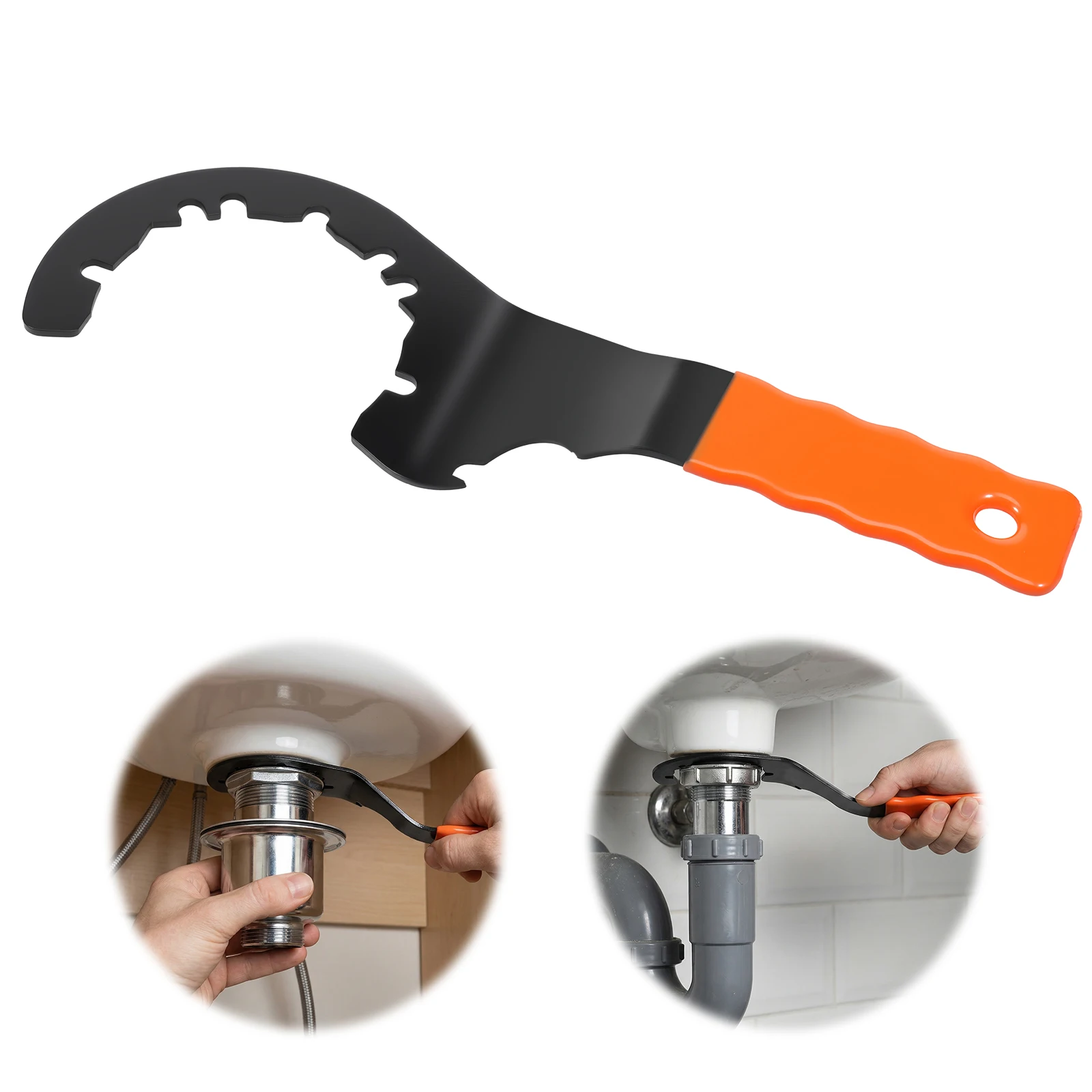 

Universal Sink Drain Wrench Heavy Duty Steel Fit All 4, 6, and 8 Tab Locknuts on Strainer Drains Wrench Kitchen Sink Wrench