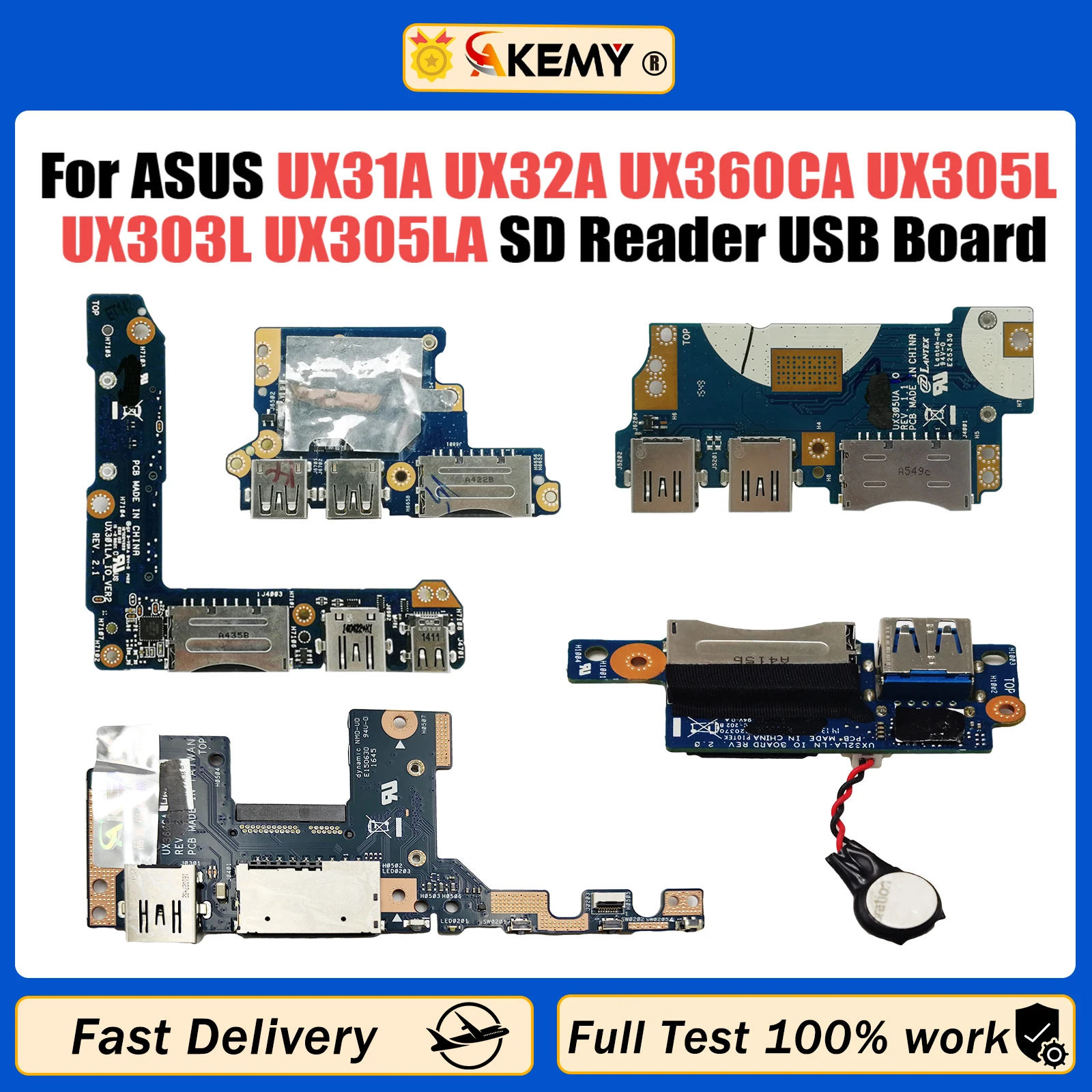 

For Asus UX31A UX32A UX360CA UX305L UX303L UX305LA UX305U UX305UA UX303UB UX301L UX301LA SD Reader USB Board 100% Tested Fast Sh