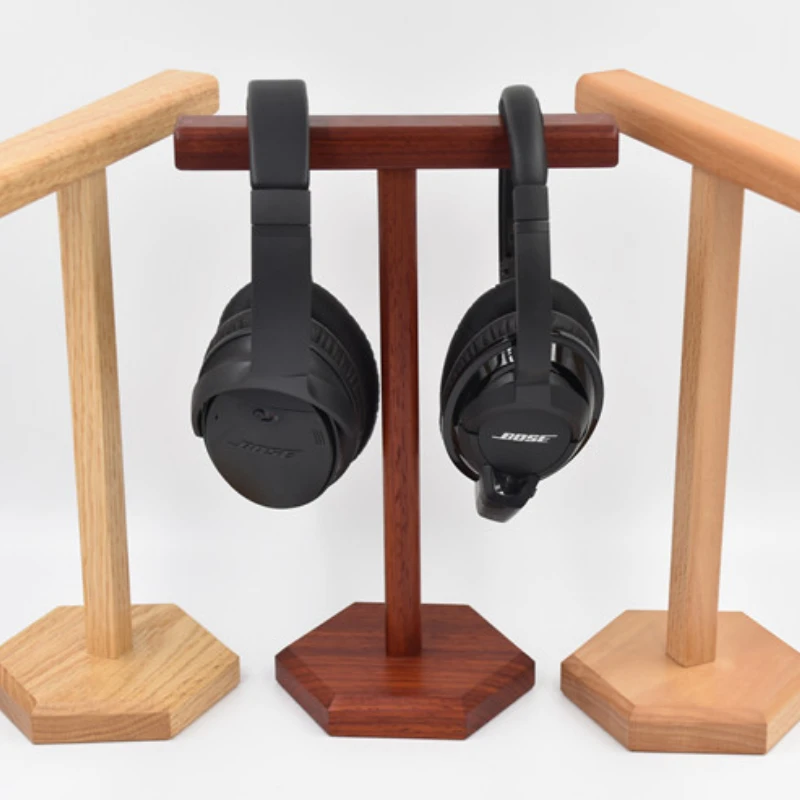 

Деревянная подставка для наушников на заказ, простая, практичная, изысканная подставка для наушников, двойная подставка для хранения наушников из цельного дерева