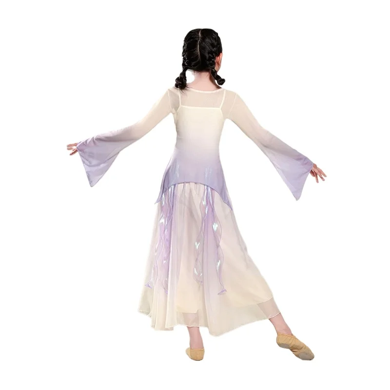 Trajes de dança clássica das crianças elegantes roupas de gaze estilo chinês trajes de dança meninas roupas de prática trajes de dança chinesa