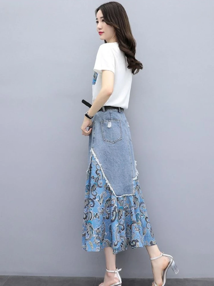 

Женский летний джинсовый комплект из двух предметов 2026: Новинка Весна-Лето, элегантное облегающее длинное платье, модный тренд