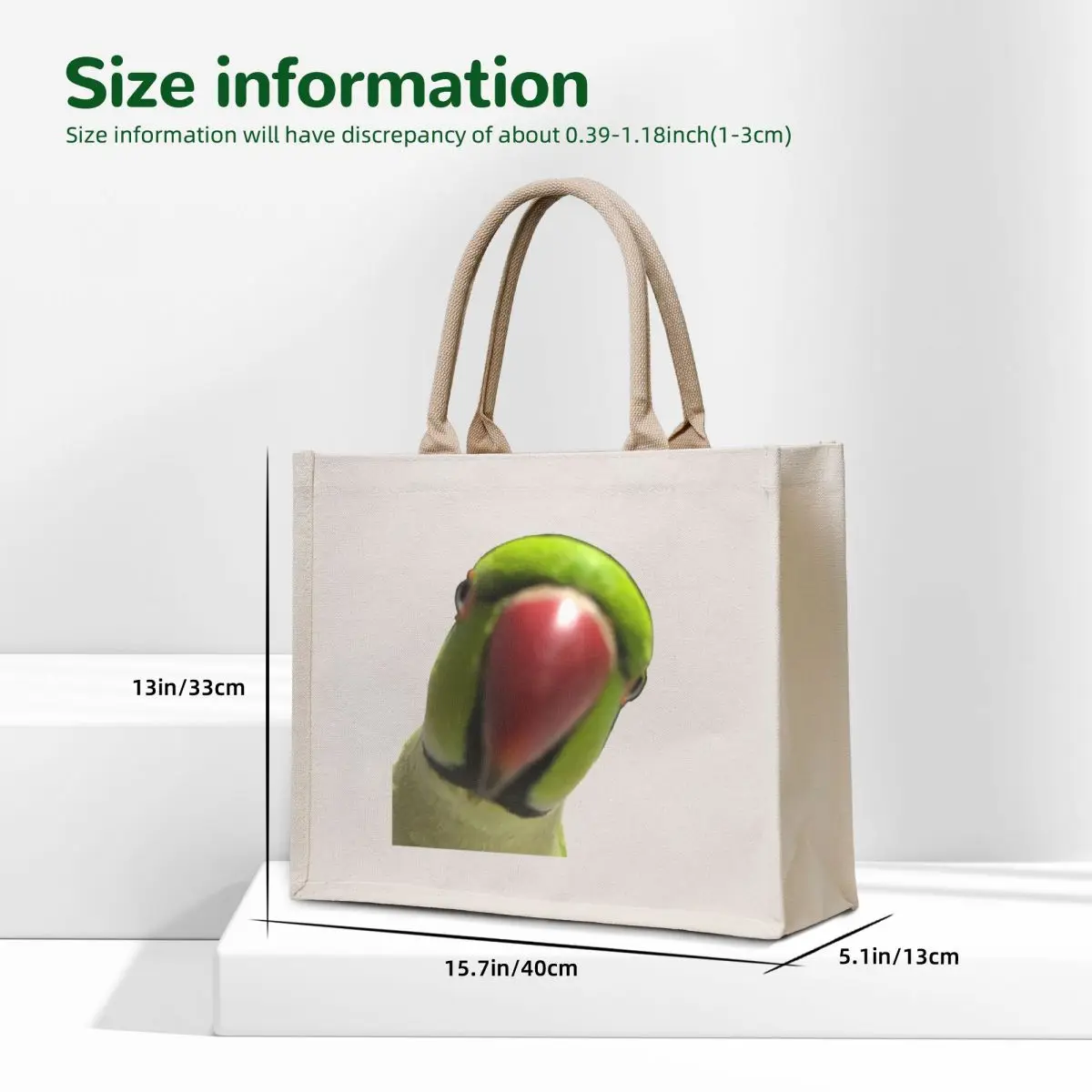 Indian Ringneck Funny Parrot Peekaboo Hello Tote Bag canvas tote bag cute tote bag shopping