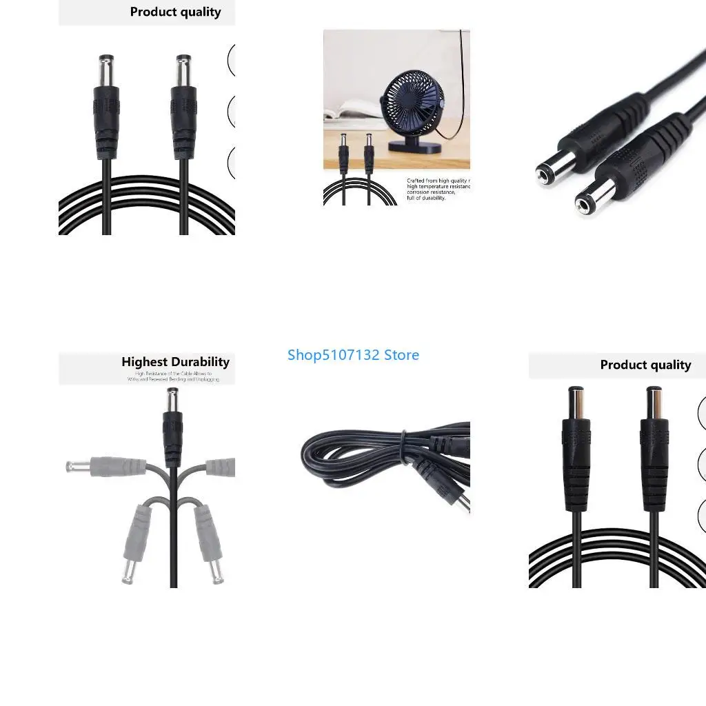 87HD DC5.5x2.1mm/DC5.5x2.5mm Male to Male Adapter Cable Double Male End Power Cord