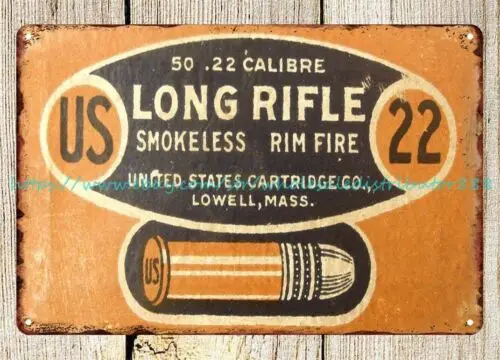 decoration ideas US Cartridge Ammunition 22 Long Rim Fire metal tin sign