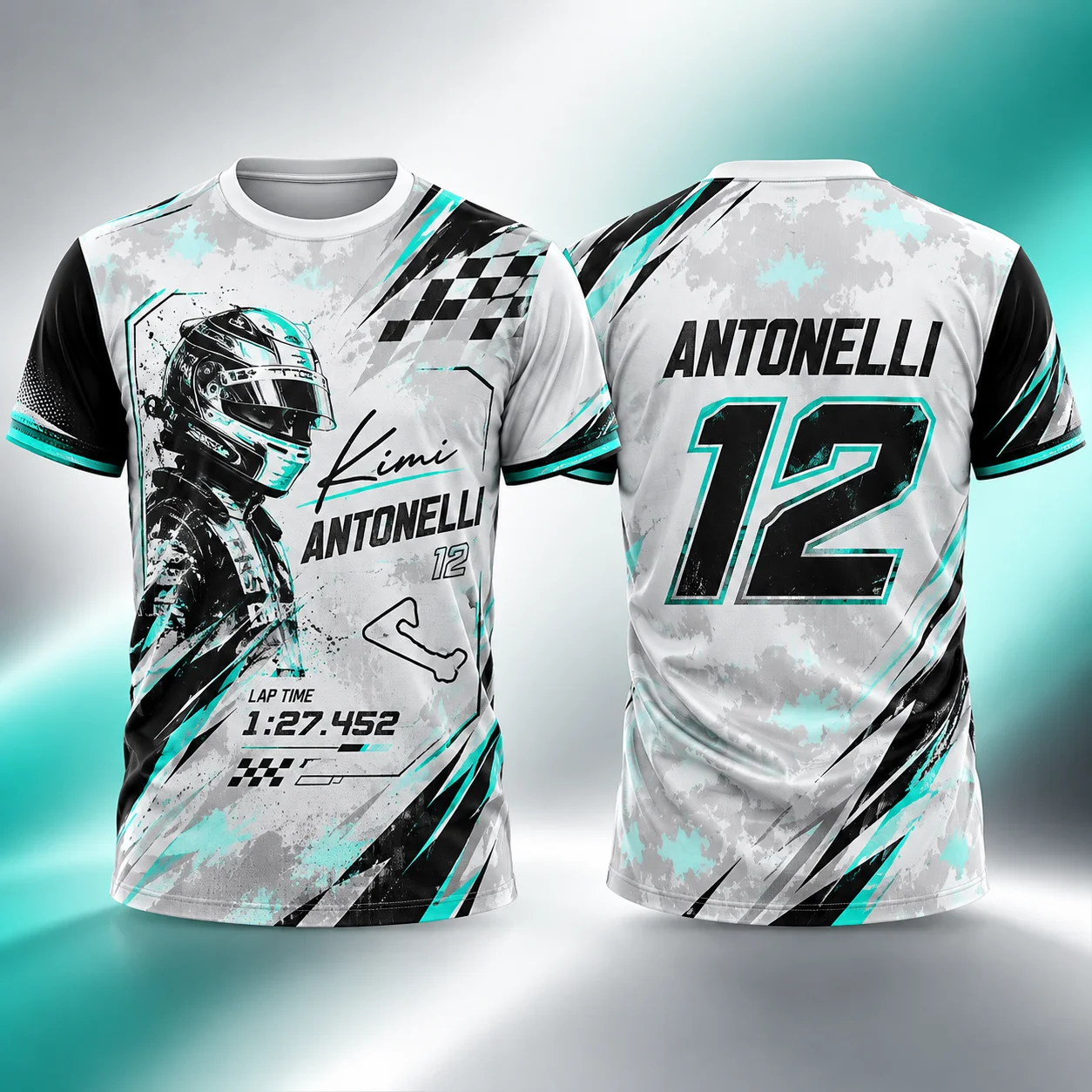 Antonelli 12 Mens T Shirt Summer Racing Helmet Graphic Tee Motorsport Streetwear Short Sleeve Casual Unisex Grand Prix Clothing