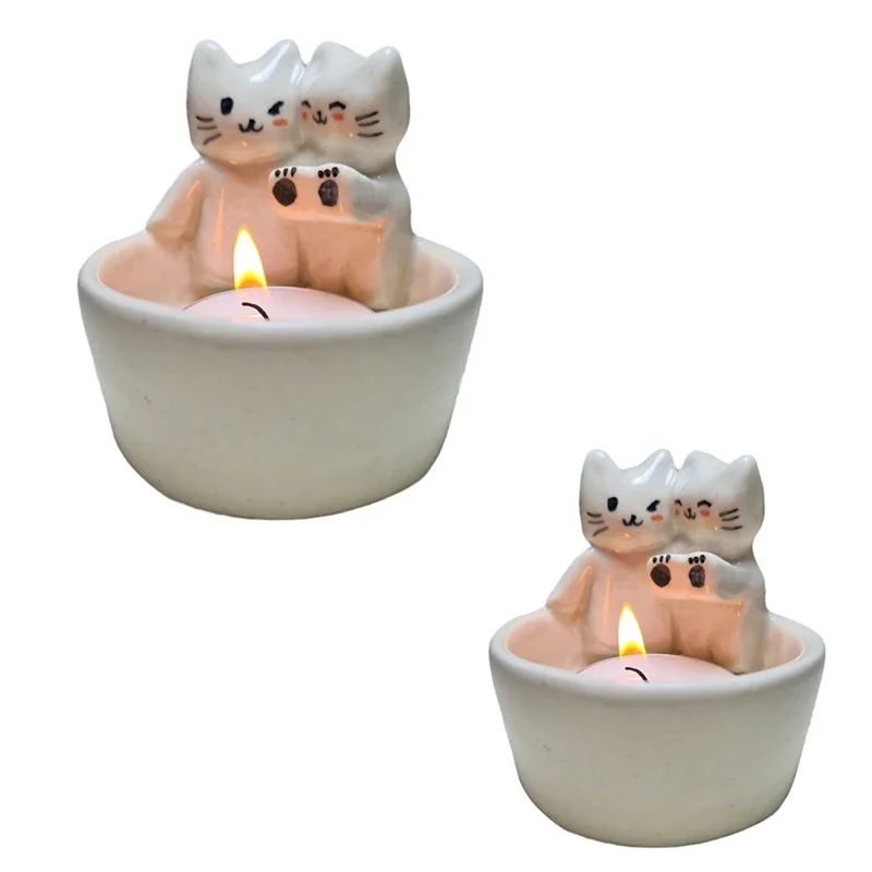 حامل شموع كرتوني للقطط - حامل شموع لطيف على شكل قطة، حامل ضوء معطر يدويًا، هدايا للفتيات أو اختيار محبي القطط متين