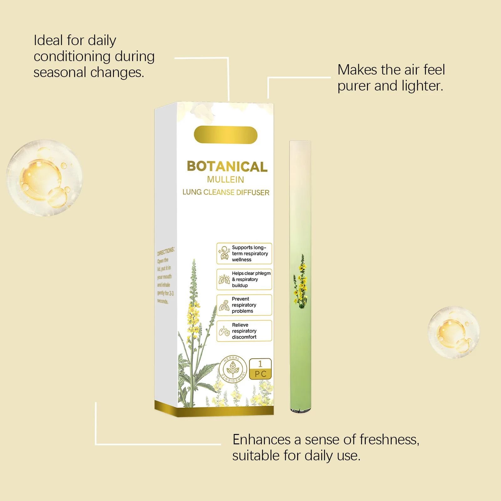 Herbal Lung Purifier Clear Breathing Driving Fatigue Relief Reduce Smoke Damage Boost Energy Relax Protect Liver Cleansing Stick