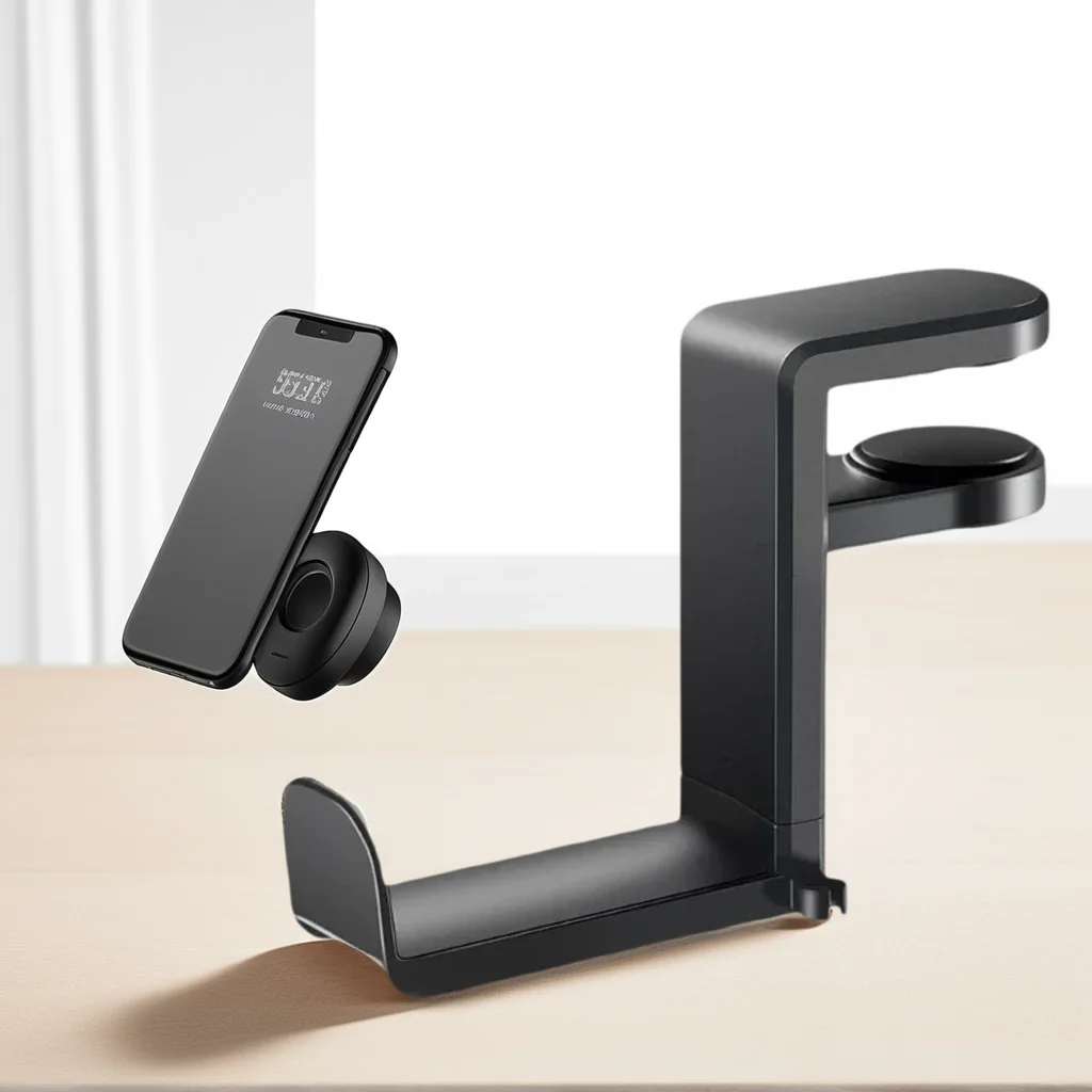 حامل سماعة رأس قابل للتعديل موفر للمساحة - 360 درجة ° حامل فولاذي قابل للدوران لألعاب الكمبيوتر #1