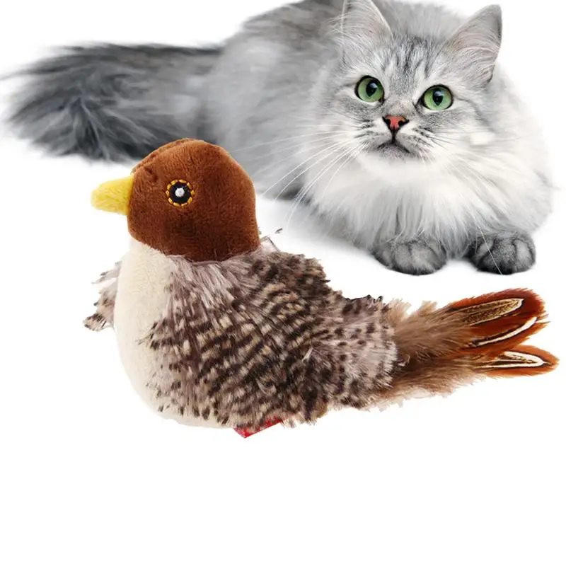 Interactive Cat Toys Flying Bird Cat Toy Flapping Wings Sparrow Catnip Toys Vivid Chirpi]Ng Simulation Bird Interactive Cat Toy