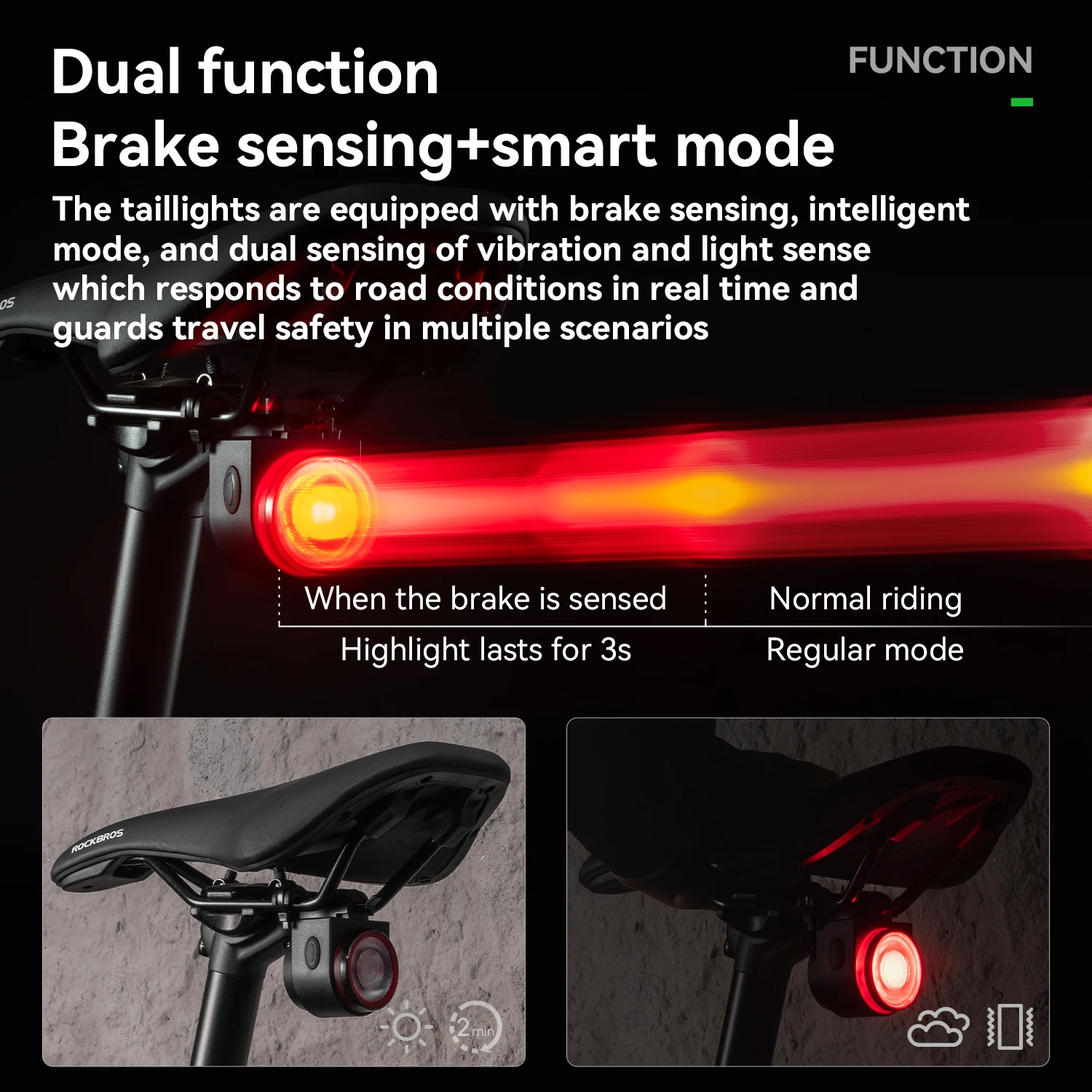 

ROCKBROS Bicycle Tail Light IPX5 Remote Control Bicycle Rear Light Electronic Radio Bell Brake Sensing Alarm Horn Taillight