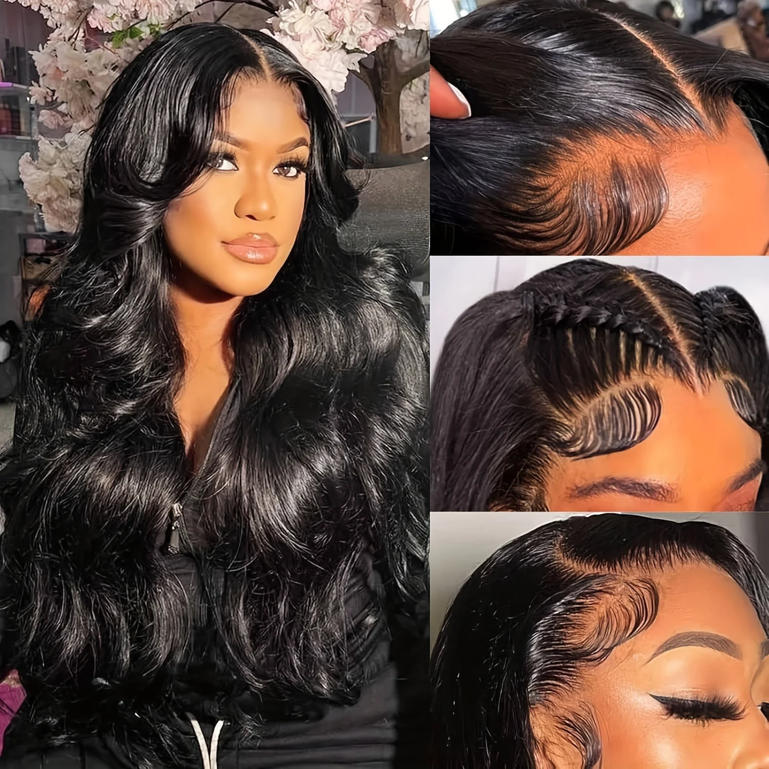 Body Wave Glueless Wigs Human Hair Pre Plucked Pre Cut 250% Density Drawstring Wig Human Hair Body Wave HD Lace Front Wigs Human Hair for Black Women Wear and Go Glueless Wig Natural Color image 6
