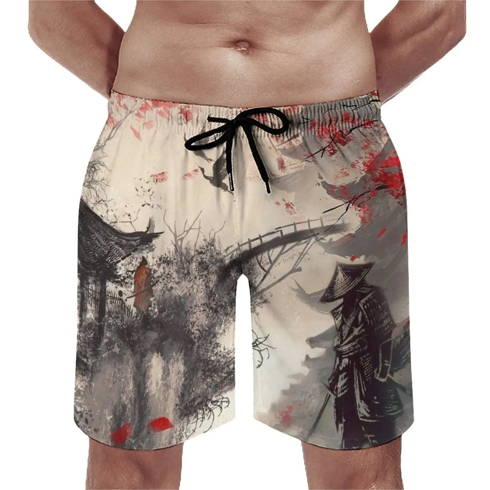 New Vintage Japanese Samurai 3D Print Beach Shorts Men Women Oversized Surfing Board Sport Pants Swimsuits Trunks Kids Clothing