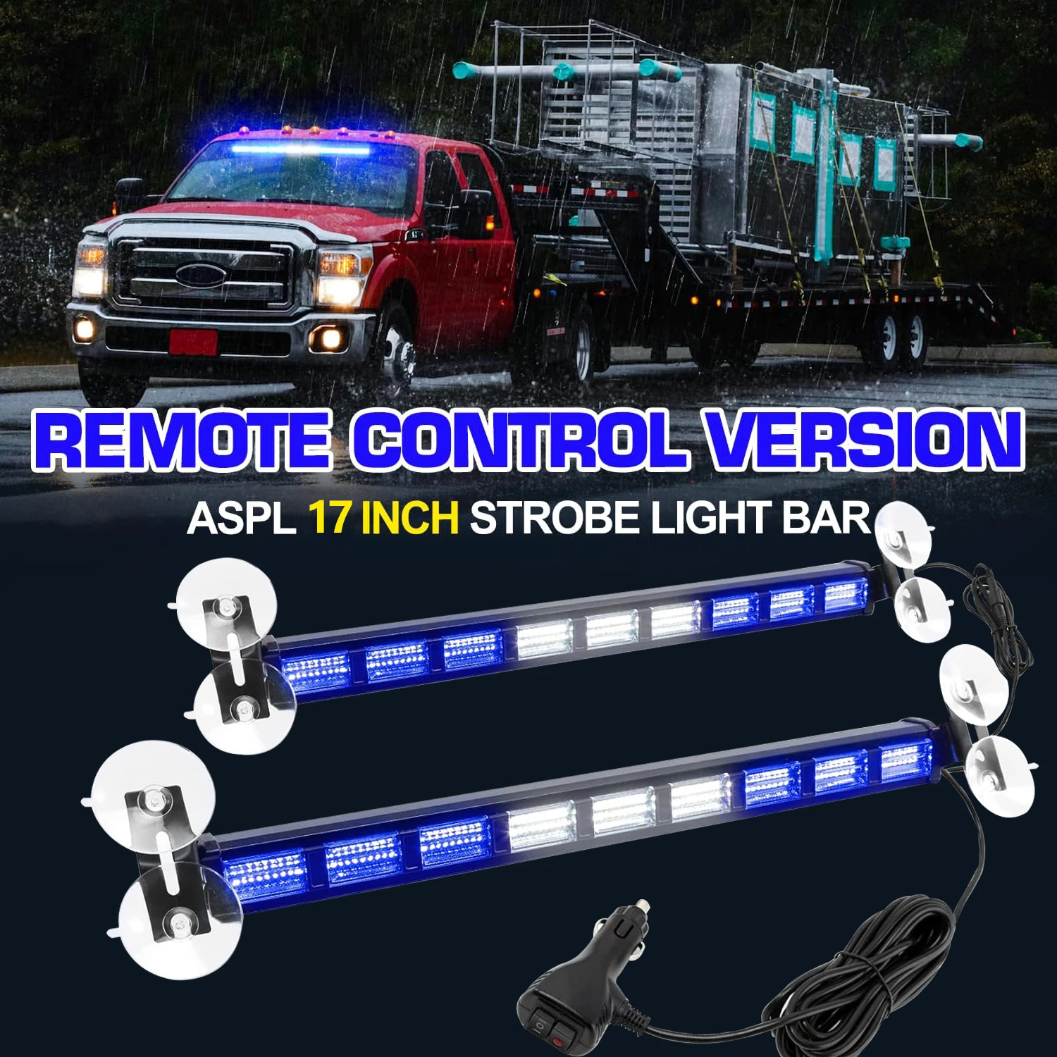 2in1 Car Emergency Light Bar Windshield LED Car Strobe Light 12-24V Police Lights Flashlight Amber White Warning Light
