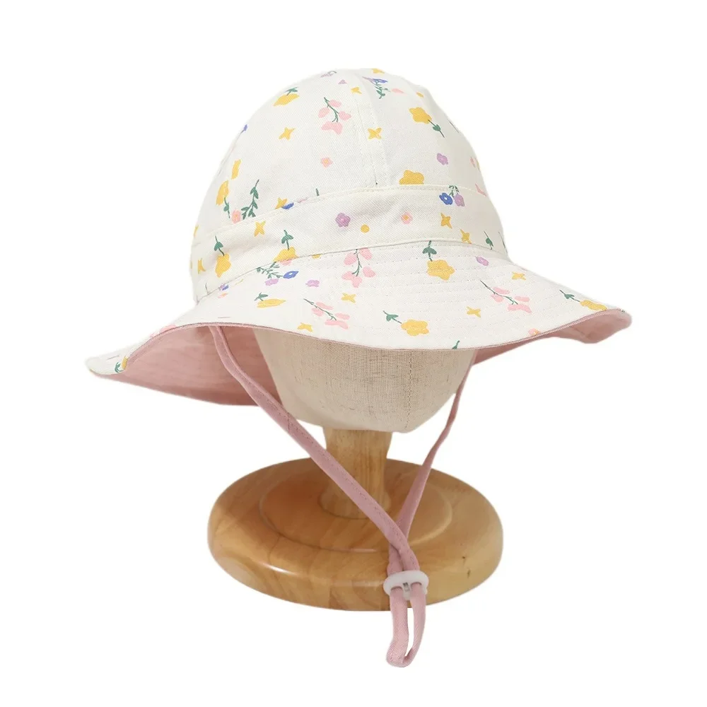 

New Flower Double Sided Summer Baby Girls Hat Children Fisherman Hat Toddler Sun Cap Outdoor Kids Beach UV Protection Hat