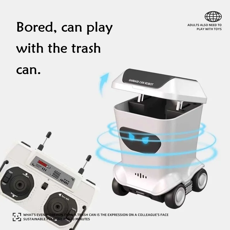 Kawaii Remote Control Trash Can Desktop Creative Toy, Fully Proportional Control Remote Control Car Ornament Boys Holiday Gift