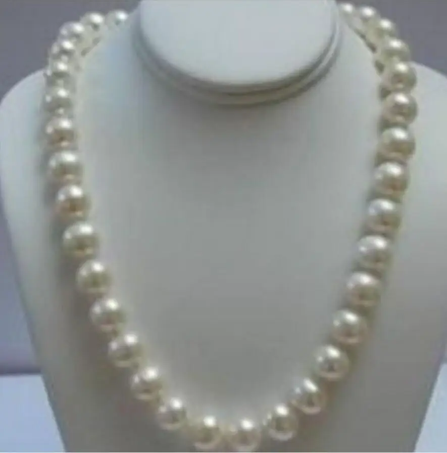 

20inch 10-11MM REAL SOUTH SEA WHITE PEARL NECKLACE 14k/20 gold clasp