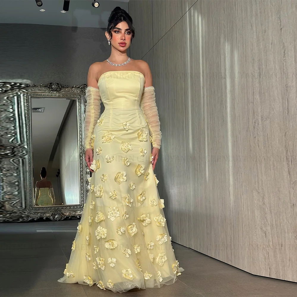 

MOLISA Customized Yellow Prom Dresses Trumpet Party Dress Pleats Full Sleeve Satin Pleating Applique Evening Dress for Woman2025
