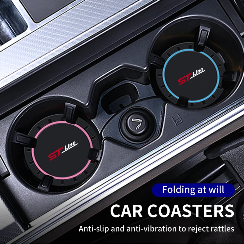 

2Pcs Car Silicone Coaster Anti-slip Water Cup Drink Mat For Ford ST Racing Performance Focus Mk2 Mk3 Fiesta Ranger Mondeo S-MAX