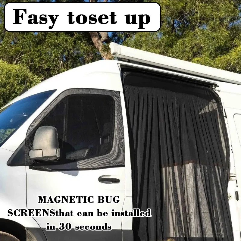 

Side Door Flyscreen Mosquito Net With Center Zipper Closure Fit For Mercedes Sprinter Mid & High Roof For Ford Transit Campervan