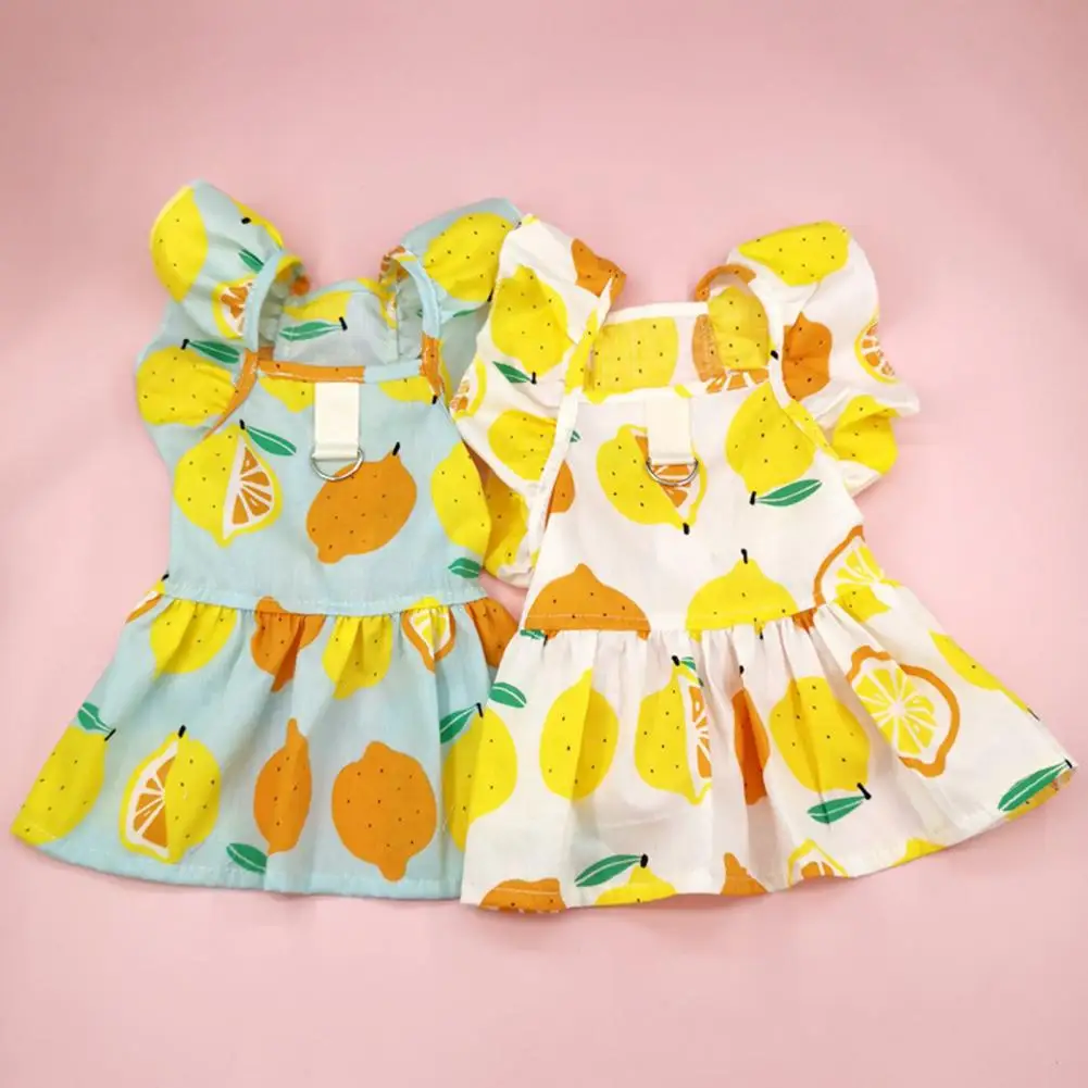 1 Set Cat Dress  Breathable   Pet Skirt Lemon Print Pet Dog Cat Princess Skirt