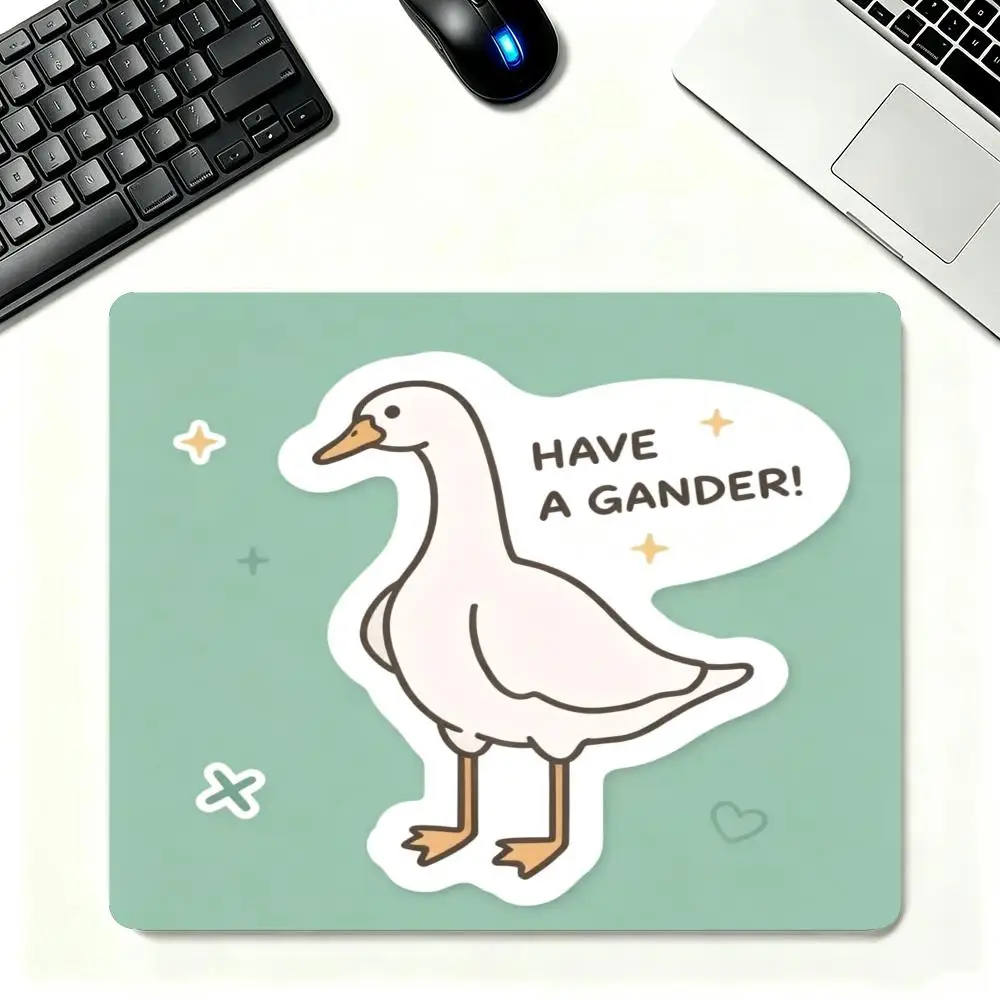 Cute Cartoon White Goose mousepad large size playmat Natural Rubber Non‑Slip For Games Laptop Office Desktop Bedroom