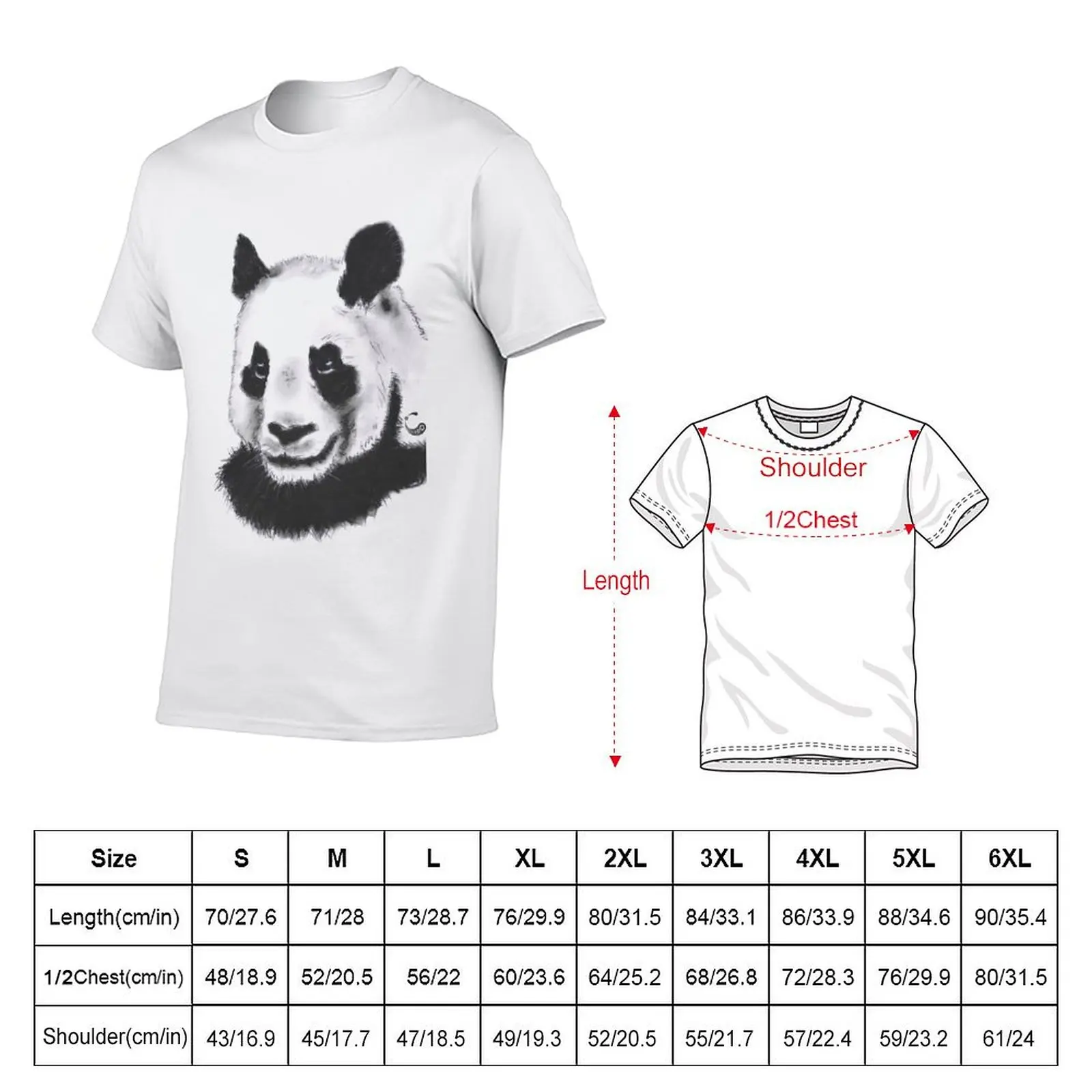 Panda - Charcoal Animals T-Shirt Plus Size Solid Color T-Shirt